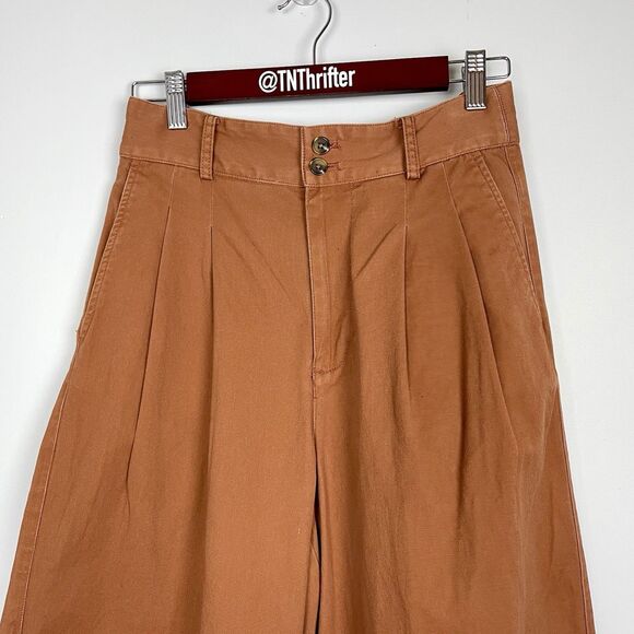 Madewell Pleated Baggy Wide Leg High Rise Flowy Pant Burnt Orange Women's Size 4 - Picture 3 of 11